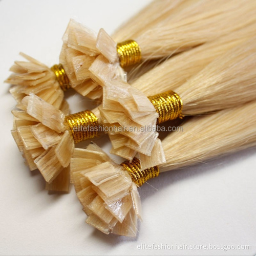 Wholesale high quality Double drawn Silky straight Remy human pre bonded hair extensions flat tip hair Flat bond extension